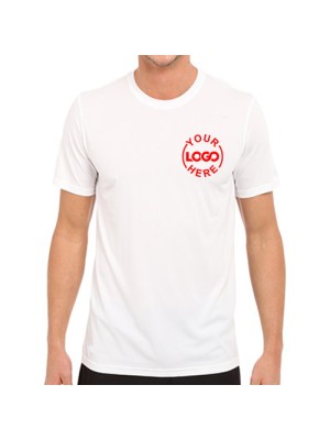 Embroidered Dri fit mesh round neck White industrial T-Shirt